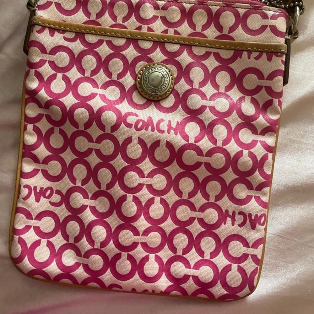 Coach Pink and White Crossbody Bag